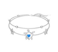 enjoylifecreative Meeresschildkröten Armband 925er Sterling Silber Opal Schildkröte Seestern-Armband Schmuck Geschenke für Frauen