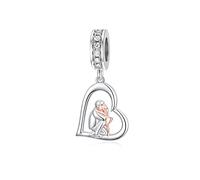 enjoylifecreative Vater Tochter Charm für Damen 925 Sterling Silber Papa Tochter Herz Charm Geburtstag Valentinstag Geschenke für Daughter