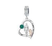 enjoylifecreative Vater Tochter Geburtsstein Charms für Damen 925 Sterling Silber Papa Tochter Herz Charm Geburtstag Valentinstag Geschenke für Daughter