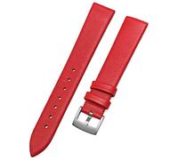 EnjoyMSS Ultradünnes Uhrenarmband aus echtem Leder, Rindsleder, Ersatz-Uhrenarmband (rot, 18 mm)
