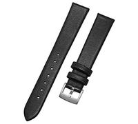 EnjoyMSS Ultradünnes Uhrenarmband aus echtem Leder, Rindsleder, Ersatz-Uhrenarmband (schwarz, 18 mm)