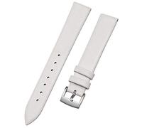 EnjoyMSS Ultradünnes Uhrenarmband aus echtem Leder, Rindsleder, Ersatz-Uhrenarmband (Weiß, 18 mm)