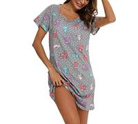 ENJOYNIGHT Nachthemd Damen Kurzarm Baumwolle Schlafshirt Sommer Sleepshirt