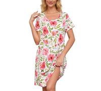 ENJOYNIGHT Nachthemd Damen Kurzarm Baumwolle Schlafshirt Sommer Sleepshirt