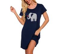ENJOYNIGHT Nachthemd Damen Sommer Baumwolle Schlafshirt Kurzarm Sleepshirt