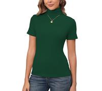 Enjoyoself Rollkragenpullover Damen Kurzarm Gerippt Basic Rollishirt Stehkragen Elastisch Unterziehrolli