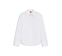 HUGO Relaxed-Fit Bluse aus Baumwolle mit Stack-Logo Manschettenknöpfen - Style Enkanthus, 50561428 Weiß 38