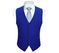 Enlision Anzugweste Herren Blau Formelle Weste Hochzeit Einfarbige Anzugwesten Elegant Business Westen Männer mit Taschen XL