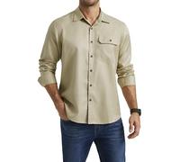 Enlision Hemd Herren Langarm Freizeithemd Beige Baumwolle Casual Regular Fit Herrenhemden mit Brusttasche 3XL