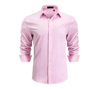 Enlision Herren Hemden Regular Fit Langarm Freizeit Hemd Business Hemden Herrenhemd Rosa M