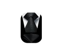 Enlision Herren Krawatte mit Einstecktuch Set Schwarz Krawatte für Herren Gepunktet Krawatten mit Taschentuch Set für Hochzeit Formelle Geschäfte Anzug Beerdigung, Schwarz
