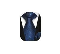 Enlision Krawatte Blau für Herren mit Einstecktuch Set für Hochzeit Business Herren Karierte Plaid Schwarz Krawatten Taschentuch für formelle Geschäfte Anzug,Blau mit Schwarz