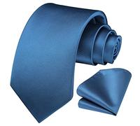 Enlision Krawatte Blau Herren Hochzeit Krawatten und Einstecktuch Set Elegant Einfarbig Seidenkrawatte mit Taschentuch Schlips Business Party