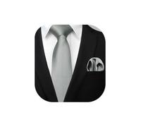 Enlision Krawatte Grau Herren Hochzeit Krawatten und Einstecktuch Set Elegant Einfarbig Seidenkrawatte mit Taschentuch Business Party