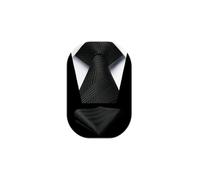 Enlision Krawatte Schwarz Herren Streifen krawatte mit Einstecktuch Set Seide Krawatten für Herren für Hochzeit Formelle Geschäfte Weihnachten,Schwarze