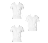 Enrico Coveri 3 Herren T-Shirt Halbarm Ausschnitt Spitze Warm Baumwolle Interlock Art. ET1201, Weiß, XXL