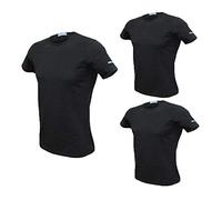 Enrico Coveri 3 Herren T-Shirt Halbarm Rundhalsausschnitt Bielatische Baumwolle Art ET1000, Schwarz , XL