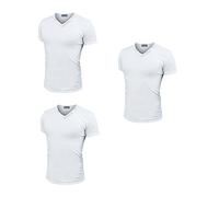Enrico Coveri 3 Herren T-Shirt Halbarm V-Ausschnitt aus gekämmter Baumwolle Art. ET1101, Weiß, Medium