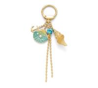 ENSKEFEN Sommer Gold Schlüsselanhänger für Damen Blaue Muschel Gold Perlen Muschel Anker Taschenanhänger Schlüsselanhänger Süßer Strand Ozean Schlüsselanhänger