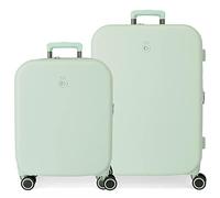 Enso Annie Green Kofferset 55/70 cm starres ABS integrierter TSA-Verschluss 116L 7,54kg 4 Doppelrollen Handgepäck