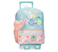 Enso Bubbles Kinderrucksack, Schulrucksack, aus Polyester, multidirektionale Doppelrollen, mehrere Verwendungsmöglichkeiten, Blau, bunt, Rucksack 32 + Trolley