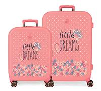 Enso Little Dreams Pink Kofferset 55/70 cm Starres ABS TSA Integriertes Schloss 116L 7,54 kg 4 Doppelrollen Handgepäck...