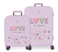 Enso Love Ice Cream Lila Kofferset 55/70 cm Starres ABS Integriertes TSA-Schloss 116L 7,54 kg 4 Doppelrollen Handgepäck