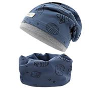 ENSTAB 2 Stück Mütze Kinder set Baumwolle Herbst Winter Schal Baby Mütze Schal Wärmer Baby Mädchen und Junge (Weltraum)