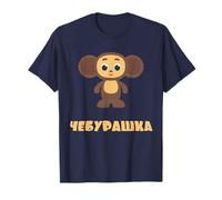 Entando Design - Unisex-Erwachsene Cartoon T-Shirt - Blau, S - Halbarm, Klassische Passform - Cartoon-Charakter-Druck - Cheburashka