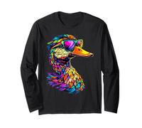 Ente in Bunt Regenbogen Farben Stockente Erpel Kleine Enten Langarmshirt