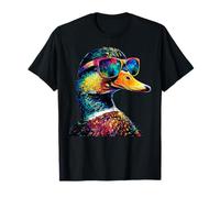 Ente in Bunt Regenbogen Farben Stockente Erpel Kleine Enten T-Shirt