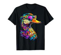 Ente in Bunt Regenbogen Farben Stockente Erpel Kleine Enten T-Shirt