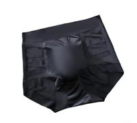 Entgoinggo Für Herren Spitzenunterwäsche Eisseide Slip mit 3D-Tasche Nahtlos Atmungsaktiv Hochelastische Farbe Höschen Bequeme Dünne Mittlere Taille Unterwäsche (L Schwarz)