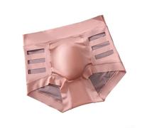 Entgoinggo Für Herren Spitzenunterwäsche Eisseide Slip mit 3D-Tasche Nahtlos Atmungsaktiv Hochelastische Farbe Höschen Bequeme Dünne Mittlere Taille Unterwäsche (L Pink)