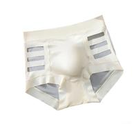 Entgoinggo Für Herren Spitzenunterwäsche Eisseide Slip mit 3D-Tasche Nahtlos Atmungsaktiv Hochelastische Farbe Höschen Bequeme Dünne Mittlere Taille Unterwäsche (M Aprikose)