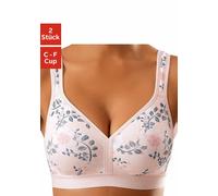 Soft-BH PETITE FLEUR, Damen, Gr. 100, Cup F, rosa (rosé, bedruckt, weiß), Jersey, Obermaterial: 90% Baumwolle, 10% Elasthan, BHs Soft-BH, ohne Bügel aus sanfter Baumwolle, Topseller (448341-100) rosé,