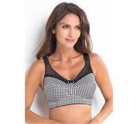 Entlastungs-BH BONPRIX, Damen, Gr. 100, Cup C, schwarz (schwarz, weiß bedruckt), Obermaterial: 86% Polyamid, 14% Elasthan. Futter: 100% Baumwolle. Spitze: 90% Polyamid, 10% Elasthan, mehrfarbig, BHs E