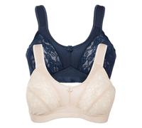 Entlastungs-BH BONPRIX, Damen, Gr. 80, Cup D, blau (dunkelblau, sandbeige), Obermaterial: 84% Polyamid, 16% Elasthan. Futter: 100% Polyamid. Spitze: 100% Polyamid, unifarben, BHs Entlastungs-BH (82680