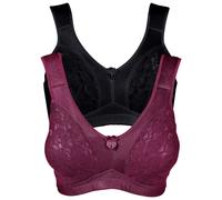 Entlastungs-BH BONPRIX, Damen, Gr. 85, Cup H, 2 tlg., schwarz (schwarz, bordeaux), Obermaterial: 84% Polyamid, 16% Elasthan. Futter: 100% Polyamid. Spitze: 100% Polyamid, unifarben, BHs Entlastungs-BH