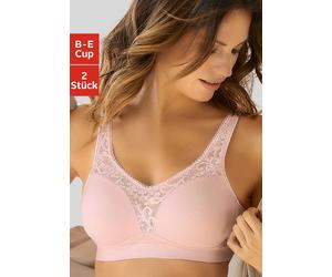 Entlastungs-BH "Bralette-BH, Baumwoll-BH, BH ohne Bügel", Damen, Gr. 85, Cup D, weiß (rose, weiß), Jersey, Obermaterial: 80% Baumwolle, 11% Polyamid, 9% Elasthan, PETITE FLEUR BY LASCANA, BHs Entlastu
