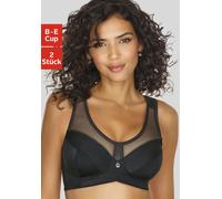 Entlastungs-BH NUANCE, Damen, Gr. 85, Cup E, schwarz-weiß (schwarz, weiß), Microtouch, Obermaterial: 75% Polyamid, 25% Elasthan, BHs Entlastungs-BH, mit modischen Netzeinsätzen (93539335-85) schwarz,