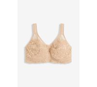 Entlastungs-BH BONPRIX, Damen, Gr. 110, Cup D, beige (kreidebeige), Obermaterial: 86% Polyamid, 14% Elasthan. Einsatz: 100% Polyamid. Futter: 100% Baumwolle, BHs Entlastungs-BH, mit gepolsterten Träge