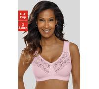 Entlastungs-BH PETITE FLEUR, Damen, Gr. 75, Cup C, rosa (rosé, weiß), Spitze, Obermaterial: 55% Baumwolle, 40% Polyamid, 5% Elasthan, BHs Entlastungs-BH, ohne Bügel, mit eleganter Spitze, Basic Dessou