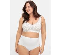 Entlastungs-BH SHEEGO, Damen, Gr. 85, Cup F, beige (beige, bedruckt), 95% Baumwolle, 5% Elasthan, Netzmaterial:100% Polyamid, Spitze:10% Elasthan, 90% Polyamid, BHs Entlastungs-BH (31259202-85) beige,