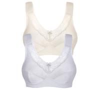 Entlastungs-BH SUSA "2er Pack Entlastungs BH ohne Bügel Basic", Damen, Gr. 90, Cup B, bunt (puder weiß), Obermaterial: 55% Polyamid PA. 39% Baumwolle CO. 6% Elasthan EL., BHs Entlastungs-BH (42226631-