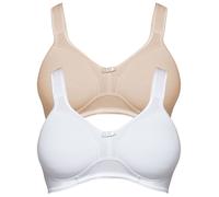 Entlastungs-BH SUSA "2er Pack Entlastungs BH ohne Bügel Basics", Damen, Gr. 85, Cup B, bunt (weiß cappuccino), Stoff, Obermaterial: 97% Baumwolle CO. 3% Elasthan EL., BHs Entlastungs-BH (37259166-85) 