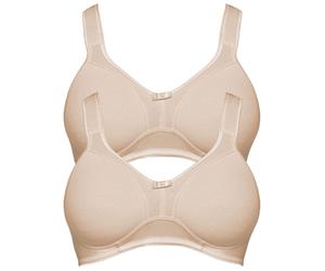Entlastungs-BH SUSA "2er Pack Entlastungs BH ohne Bügel Basics", Damen, Gr. 95, Cup D, beige (cappuccino cappuccino), Stoff, Obermaterial: 97% Baumwolle CO. 3% Elasthan EL., BHs Entlastungs-BH (150699