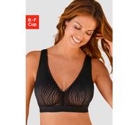 Entlastungs-BH VIVANCE "Bralette-BH, BH ohne Bügel", Damen, Gr. 105, Cup E, schwarz, Spitze, Obermaterial: 55% Polyamid, 26% Baumwolle, 19% Elasthan, BHs Entlastungs-BH, aus Spitze mit breiten, wattie