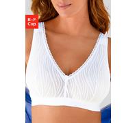 Entlastungs-BH VIVANCE "Bralette-BH, BH ohne Bügel", Damen, Gr. 80, Cup F, weiß, Spitze, Obermaterial: 55% Polyamid, 26% Baumwolle, 19% Elasthan, BHs Entlastungs-BH, aus Spitze mit breiten, wattierten