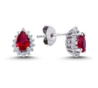 Entourage Diamant Drop Rubin Ohrringe 14 Karat Weißgold